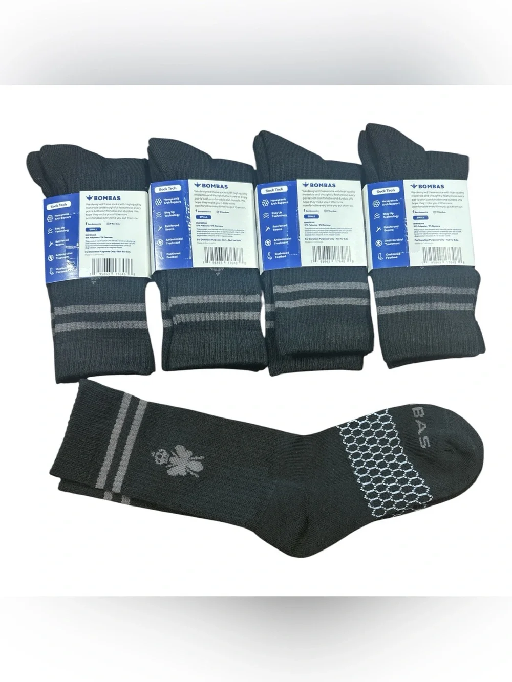 BOMBAS Bundle of 5 Pairs Size Small Black Half Calf Socks NWT